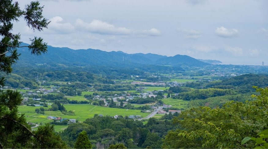 大山千枚田から見渡す、鴨川の棚田と山並み